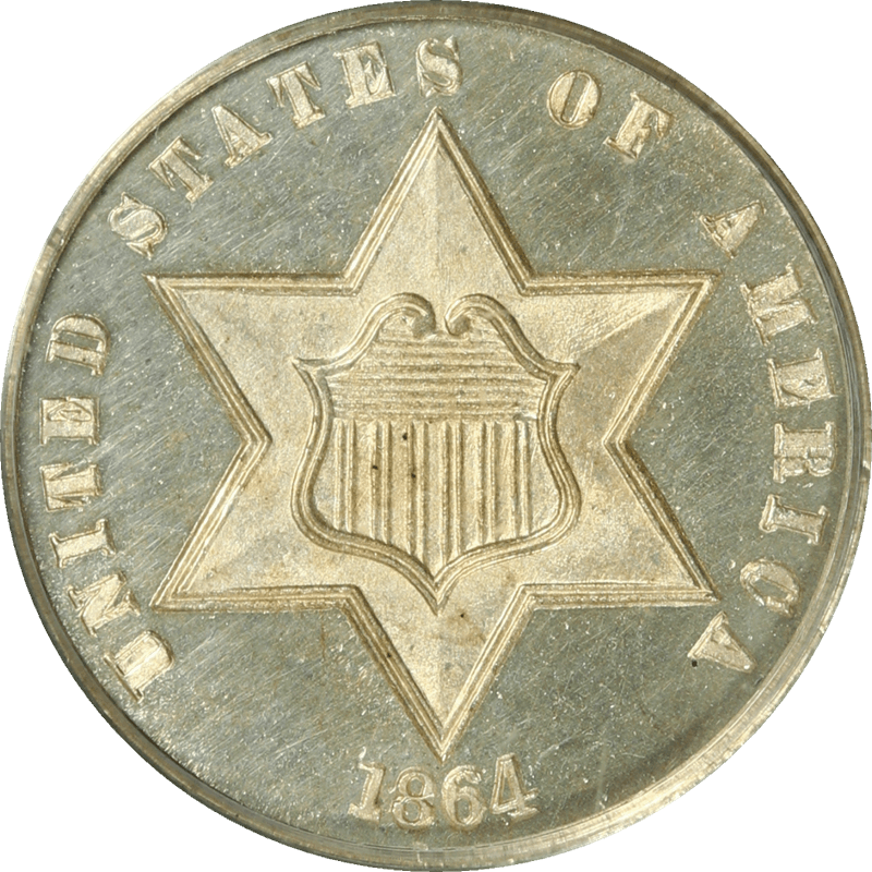 1864 Three Cent Silver Trime 3CS, PCGS PR 65 CAM, CAC - High End Example