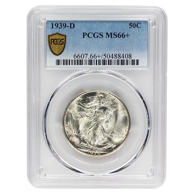 1939-D Walking Liberty Half Dollar, 50C PCGS MS 66 +