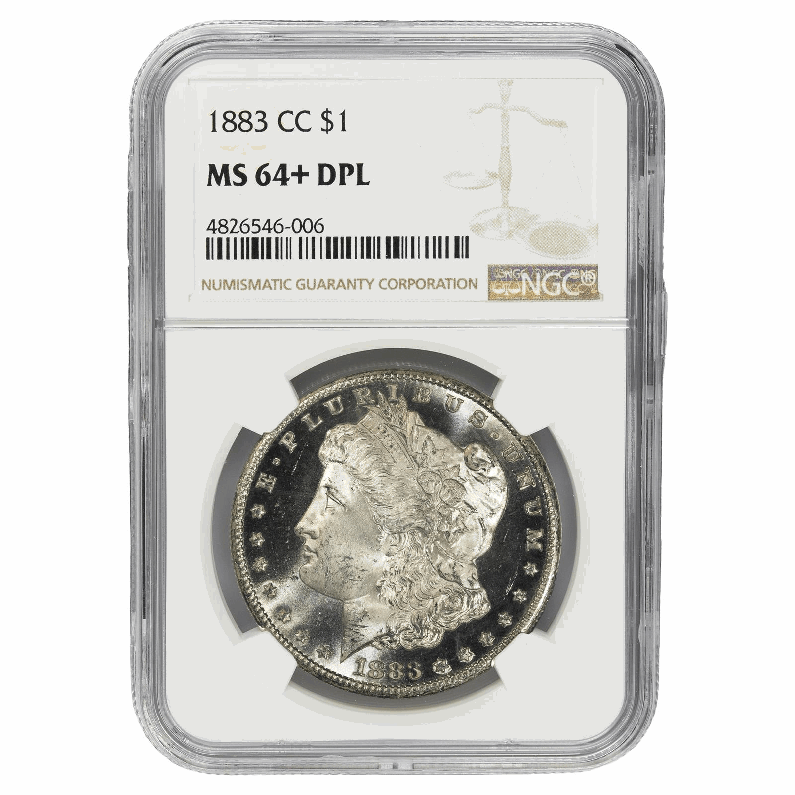 1883-CC Morgan Silver Dollar $1 NGC MS 64+ DPL
