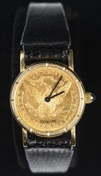 Corum Ladies Gold with 1901 $5 Gold Coin 