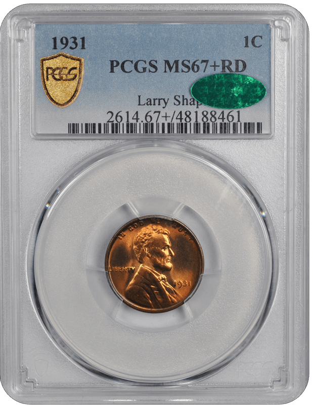 1931 Lincoln PCGS (CAC) RD 67 +