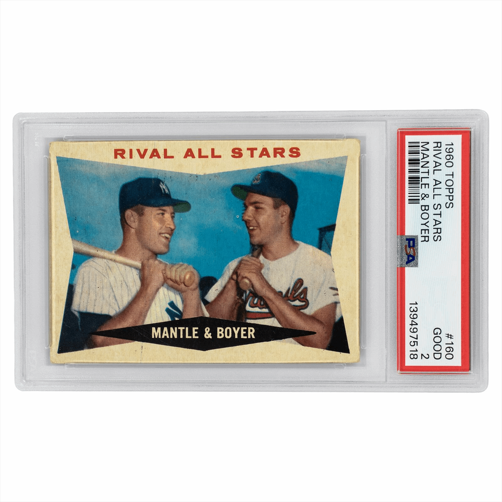 1960 Topps Rival All Stars Mantle & Boyer #160 PSA GOOD 2 Cert #139497518