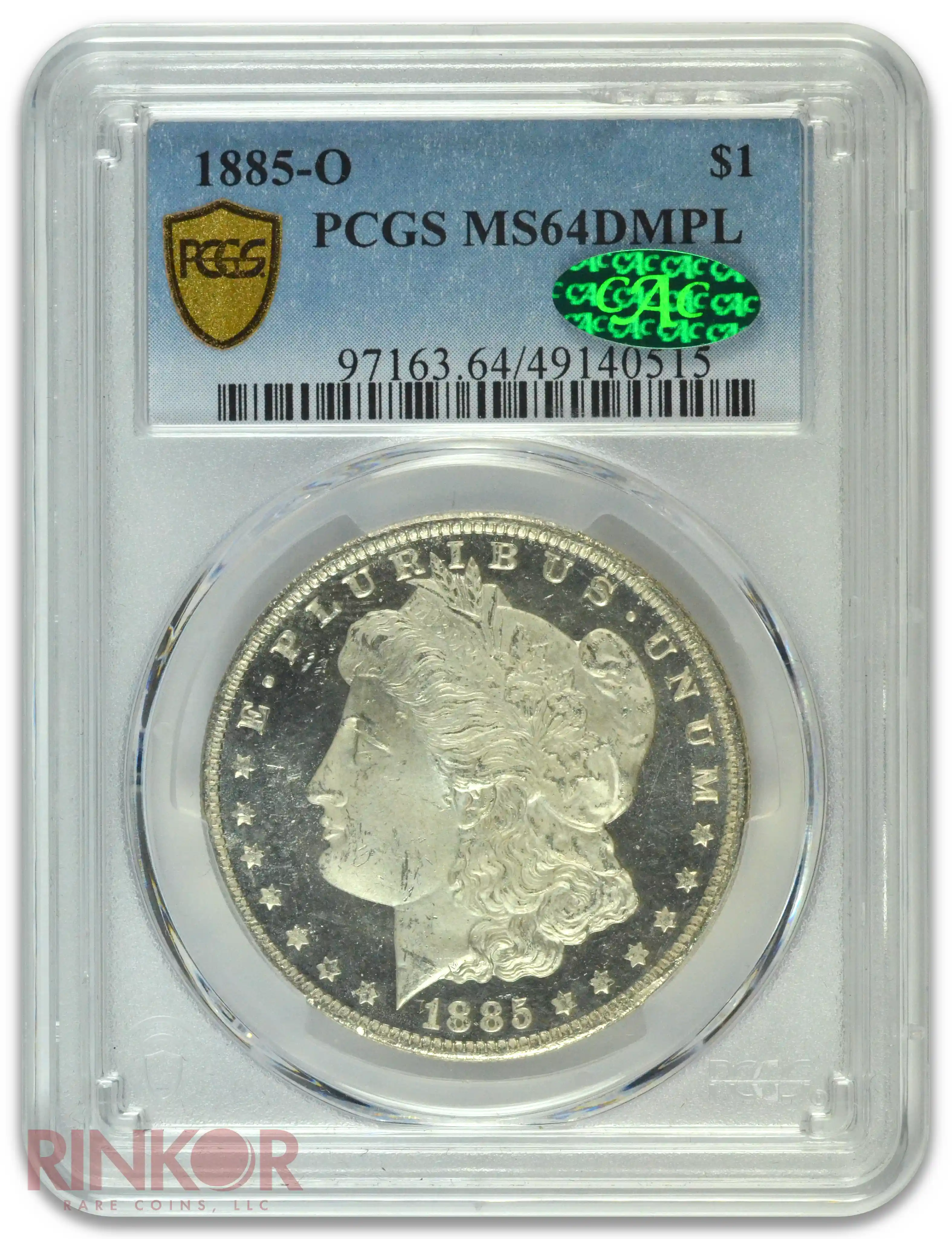 1885-O $1 PCGS MS 64 DMPL CAC