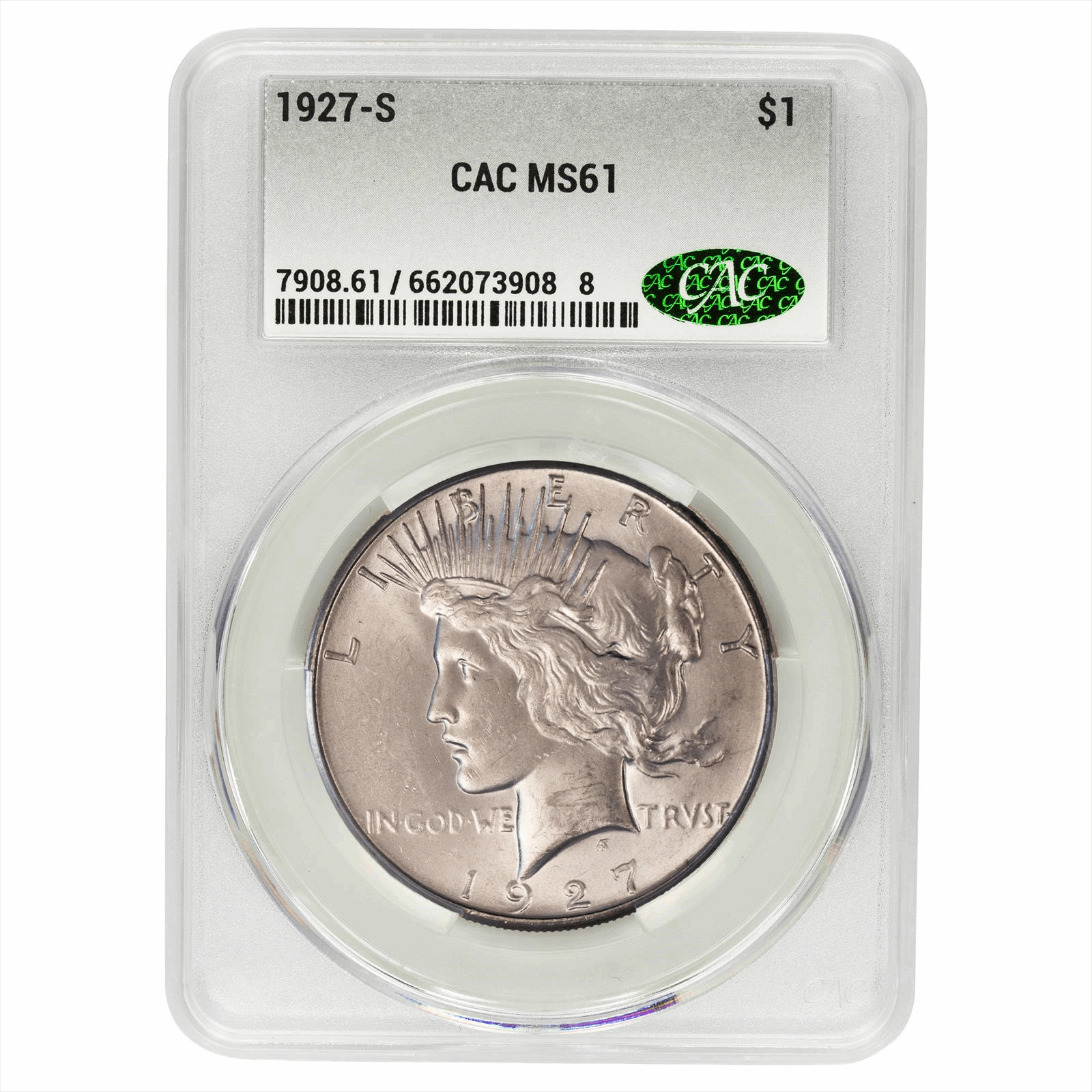 1927-S Peace Dollar $1 CACG MS 61