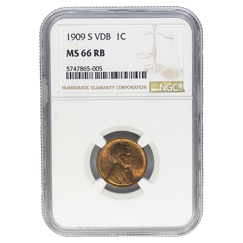 1909-S VDB Lincoln Cent 1c, NGC MS66 - Nice Original Coin, Key Date