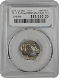 1916 Buffalo PCGS CAC MS 67+