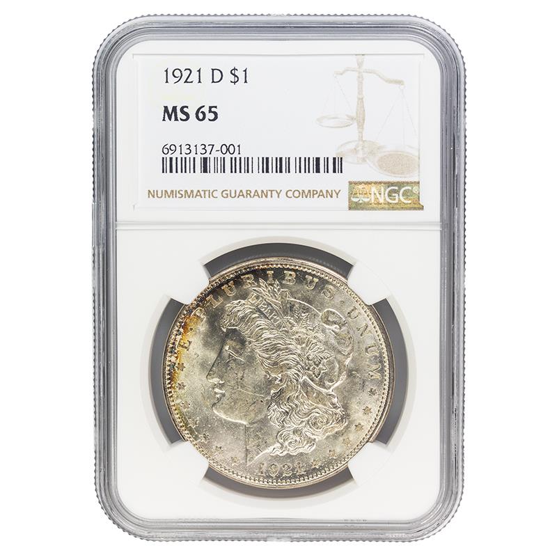 1921-D Morgan Dollar $1, NGC MS65 - Nice Original Coin