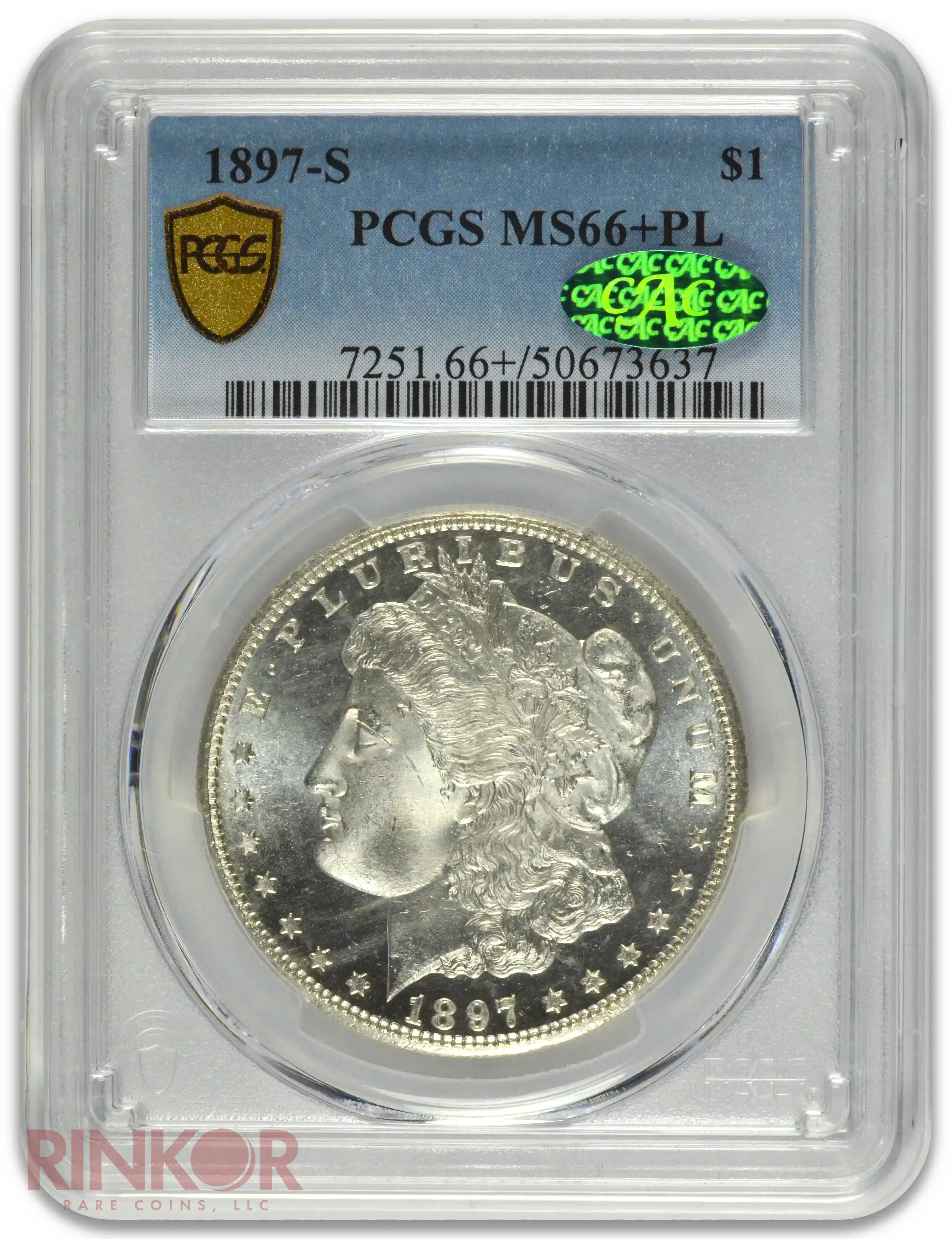 1897-S $1 PCGS MS 66+ PL CAC