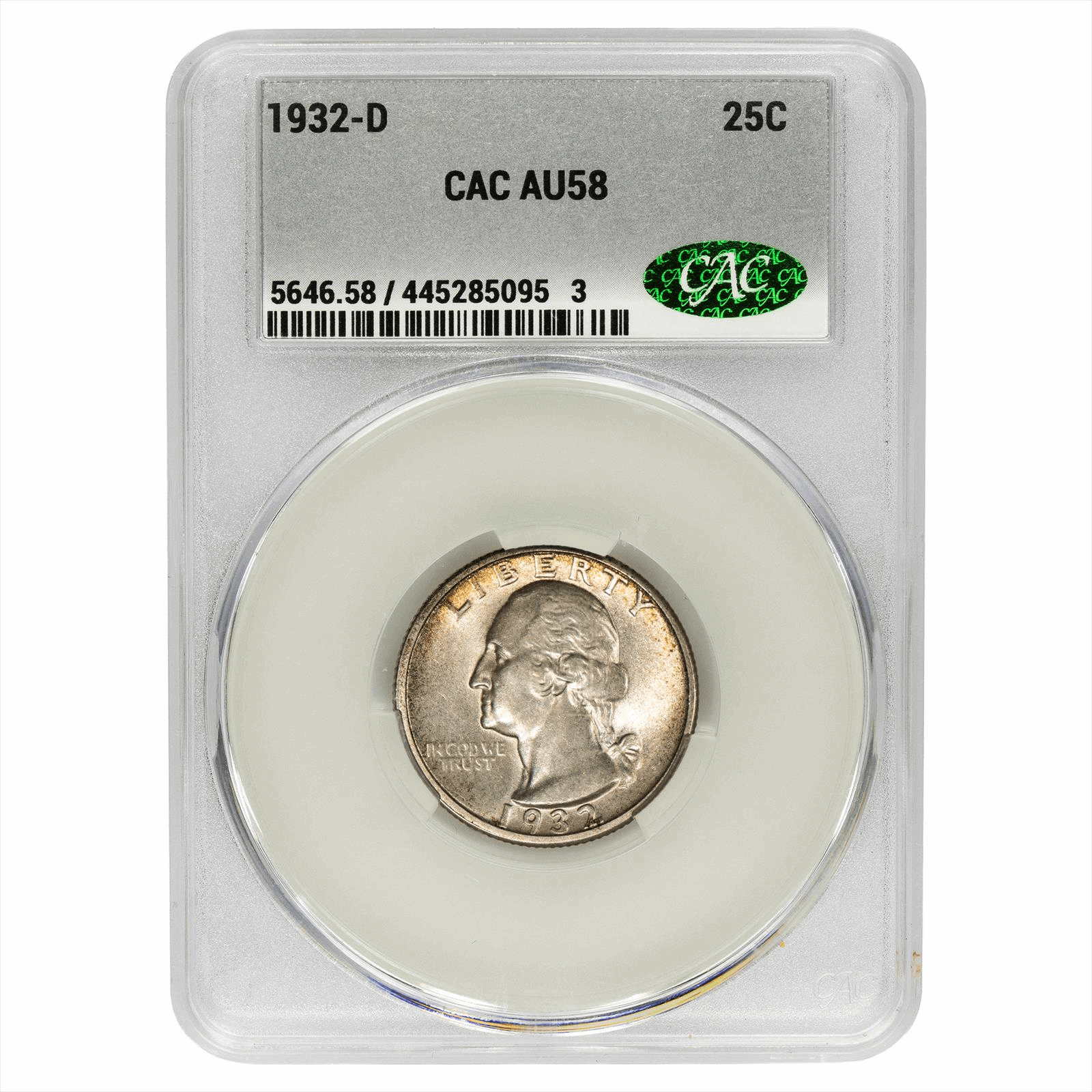 1932-D Washington Quarter 25C CACG AU 58