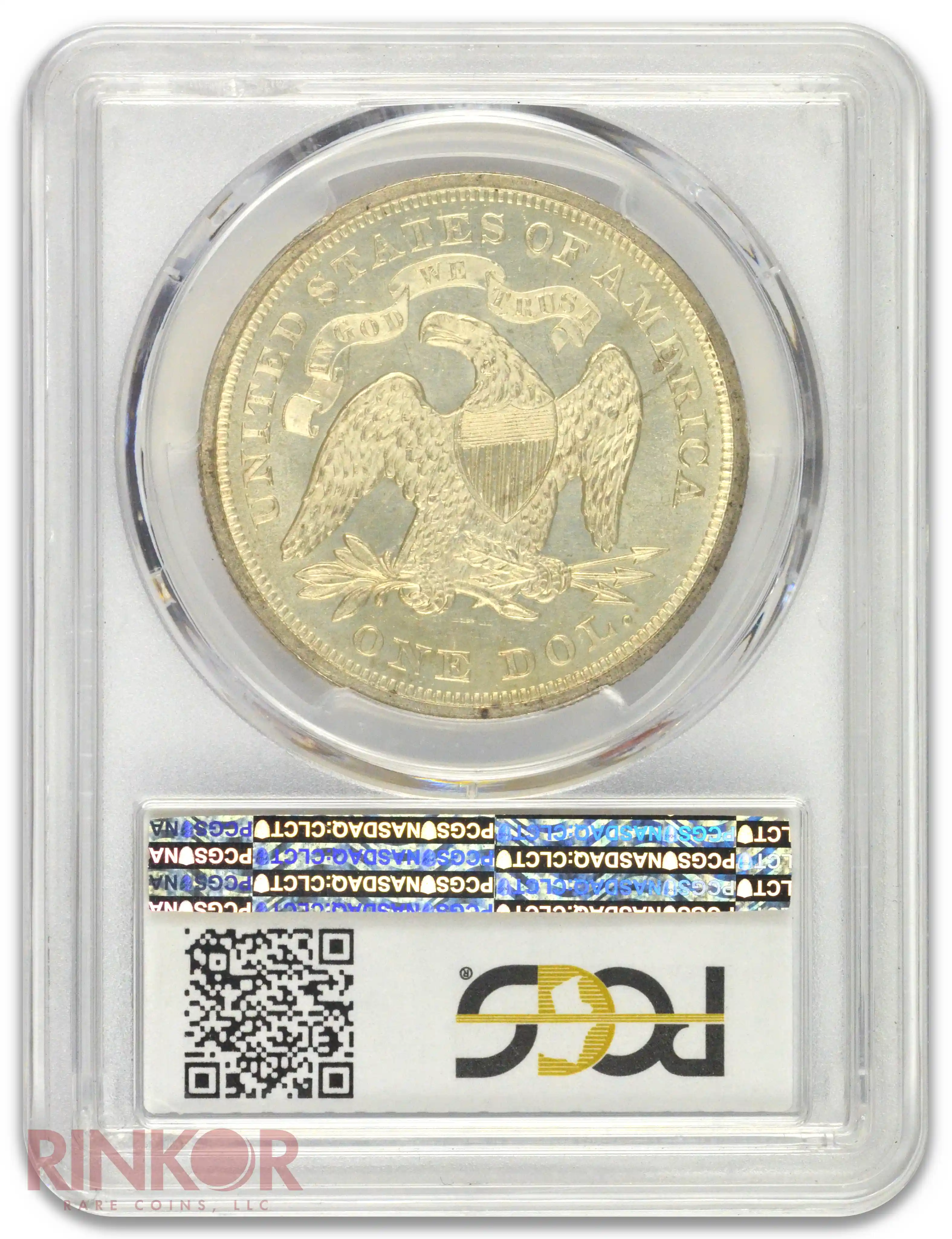 1867 $1 Seated Dollar PCGS MS 64+
