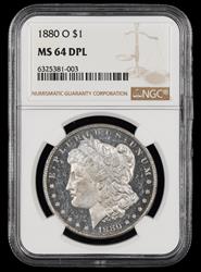 1880 O $1 NGC MS 64 DPL