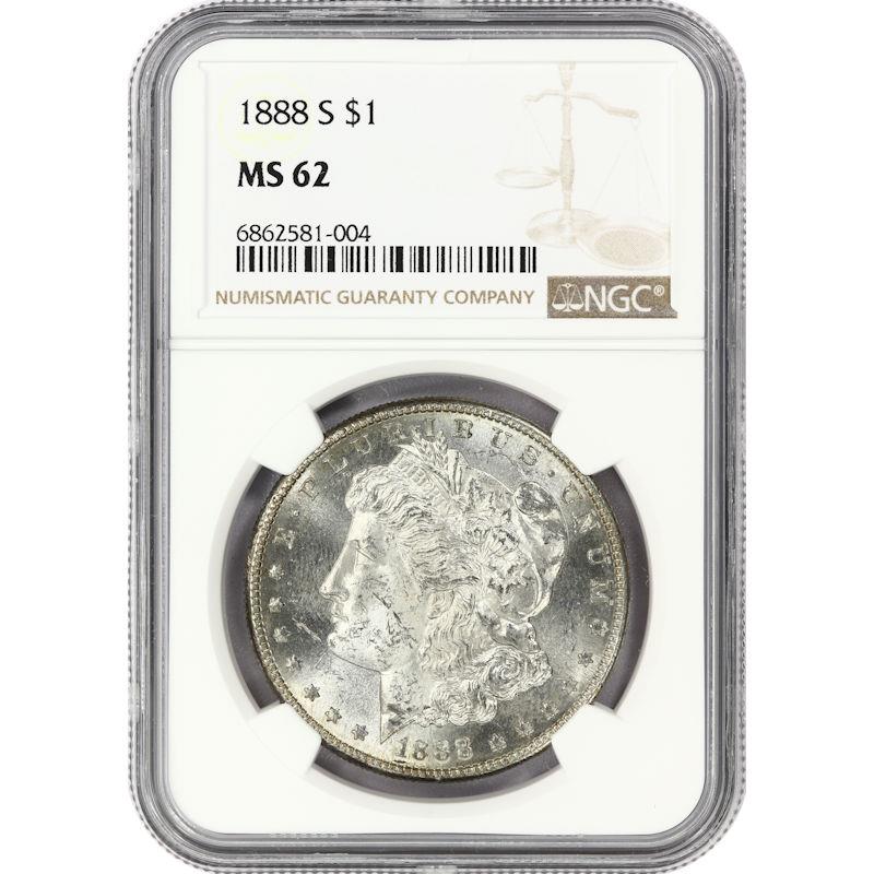 1888-S $1 Morgan Silver Dollar - NGC MS62 -  