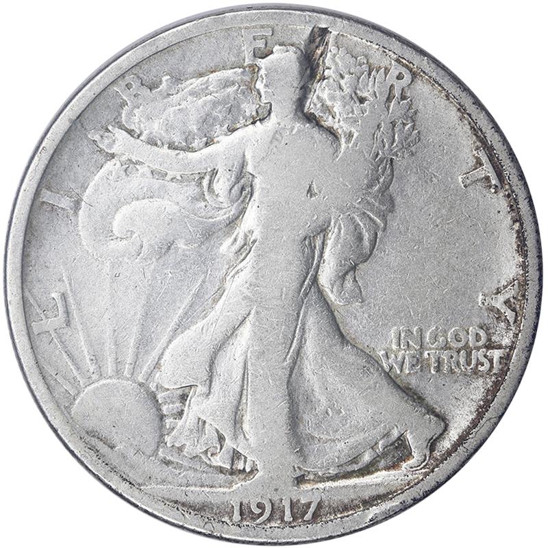 1917-S Reverse Walking Liberty Half Dollar Raw VG
