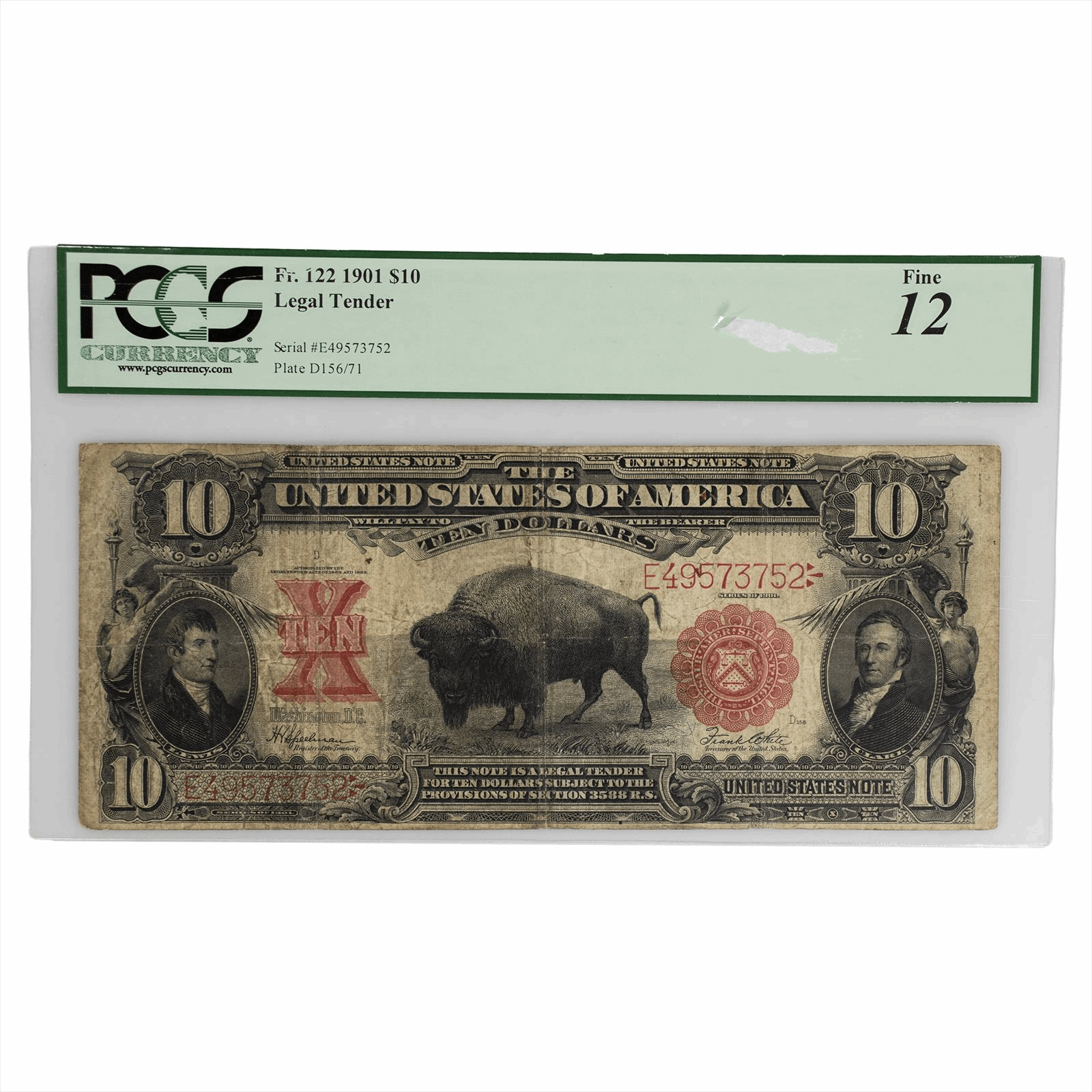 $10 1901 United States Note E49573752 12