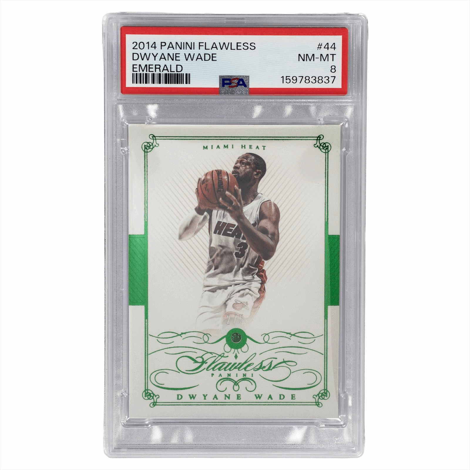 2014 Panini Flawless Dwayne Wade Emerald #44 PSA NM-MT 8 Cert #159783837