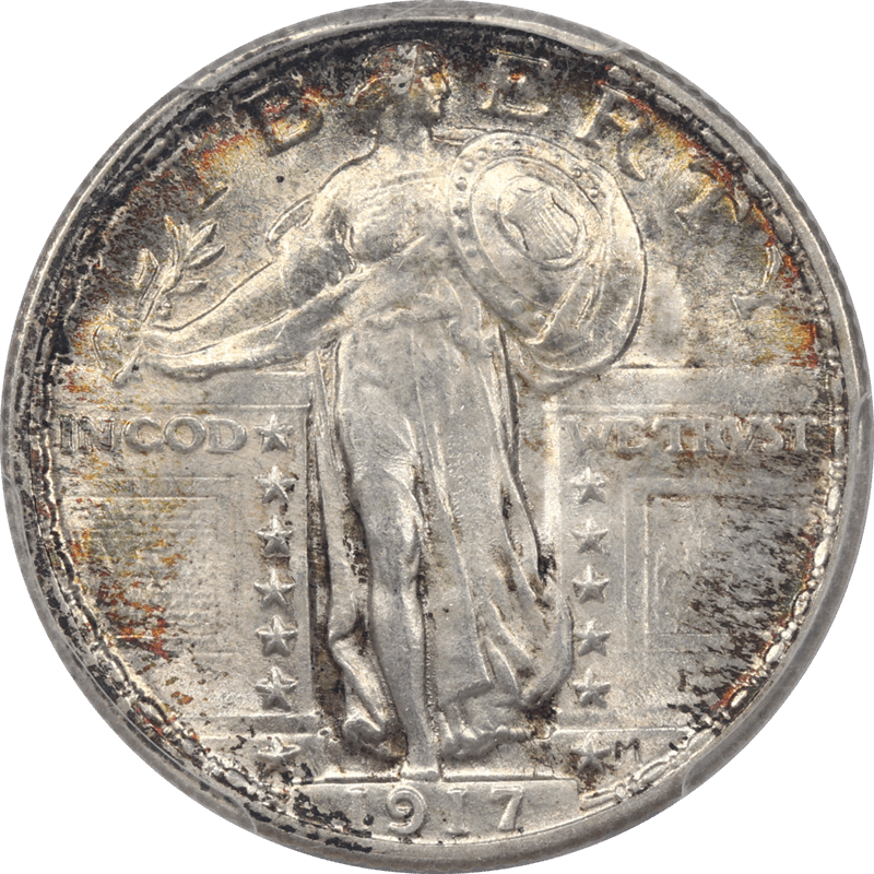 1917  Type 2 Standing Liberty Quarter 25c PCGS MS64FH with Toning