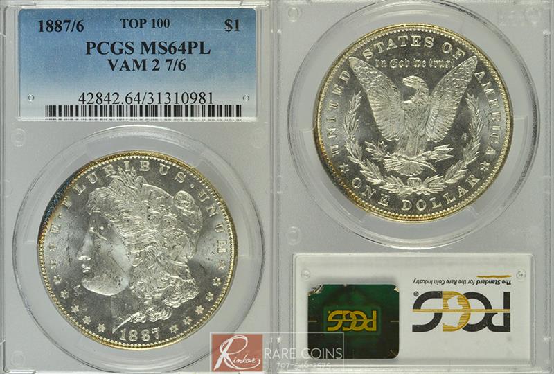 1887/6 VAM 2 $1 PCGS MS 64 PL