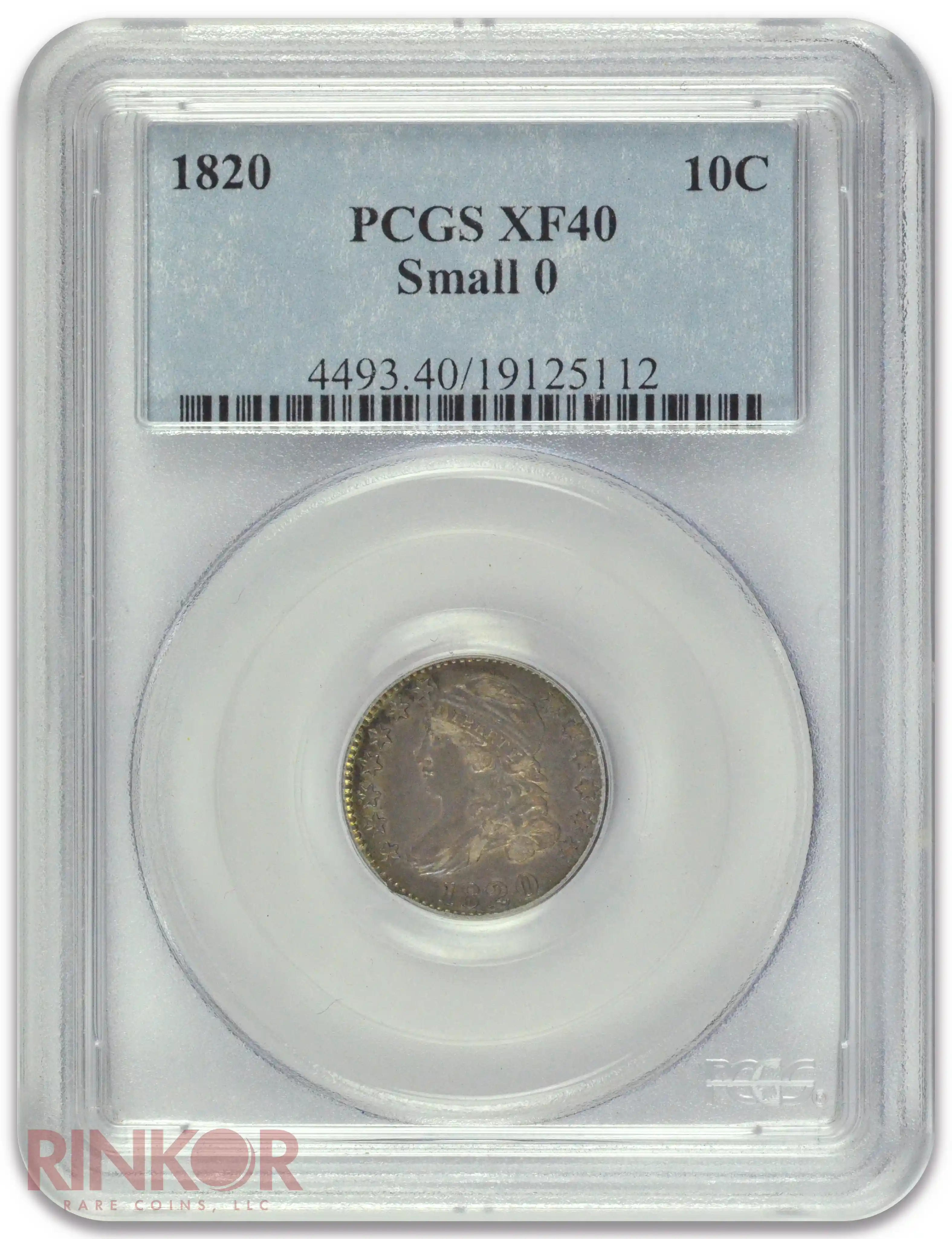 1820 Small 0 Capped Bust Dime JR-2 PCGS XF-40