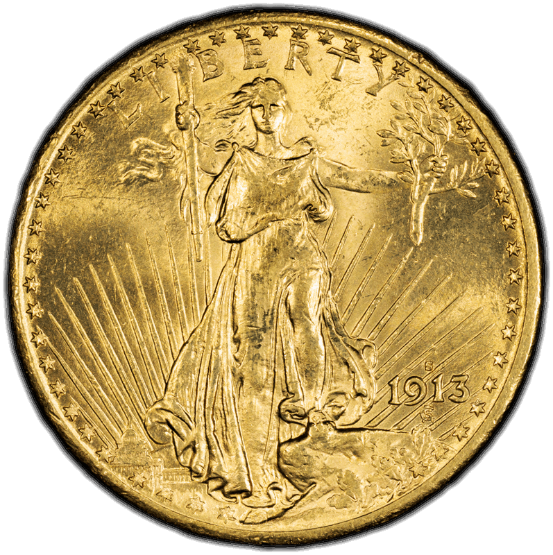 1913-S $20 PCGS MS 63