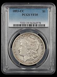 1893-CC $1 PCGS VF-35