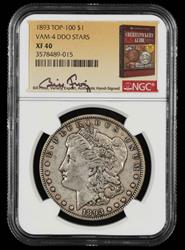 1893 $1 VAM 4 DDO Stars Top 100 Bill Fivaz Signature Label NGC XF-40