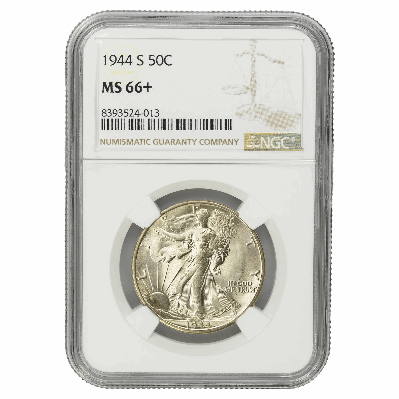 1944-S Walking Liberty Half Dollar 50C NGC MS 66+