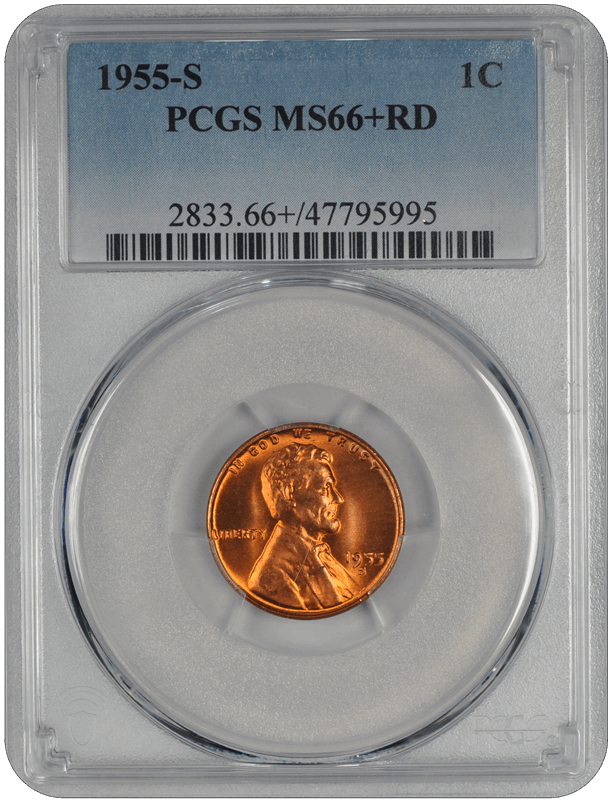 1955-S Lincoln PCGS RD 66+