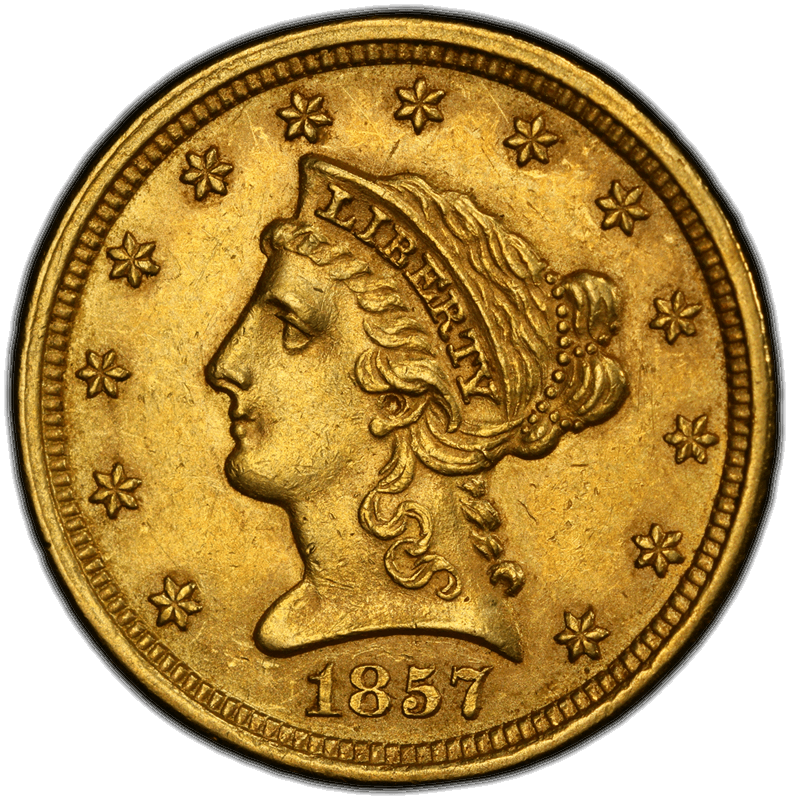 1857-S $2.50 PCGS AU-58 CAC