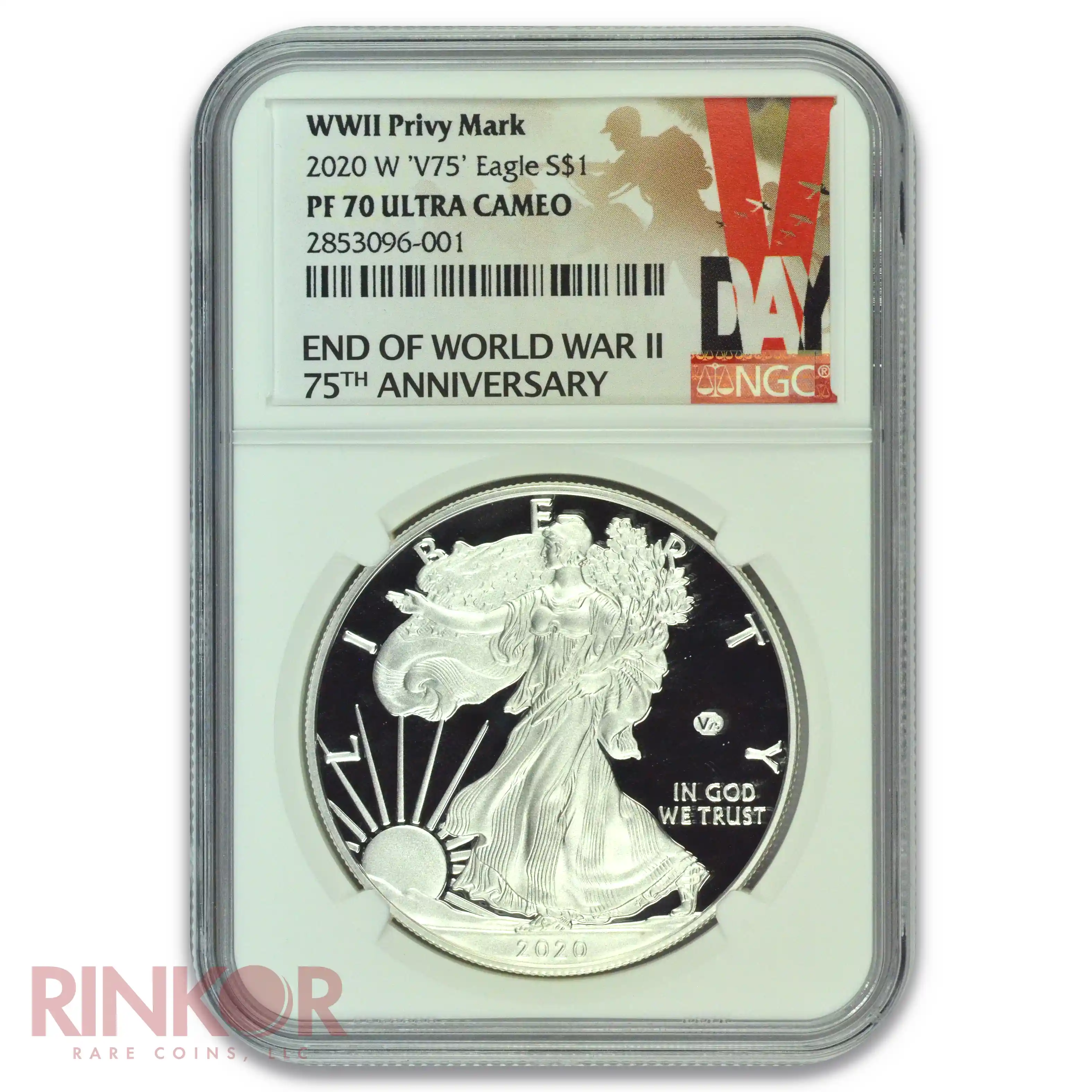 2020-W V75 WWII Privy 1oz Silver American Eagle NGC PF 70 
