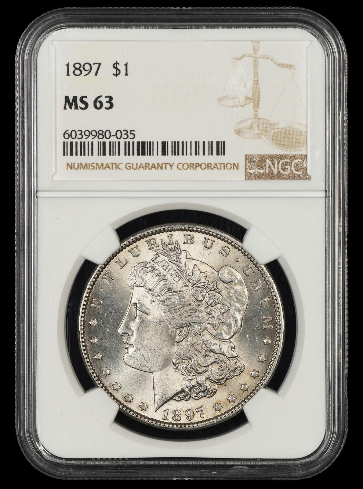 1897 $1 NGC MS63
