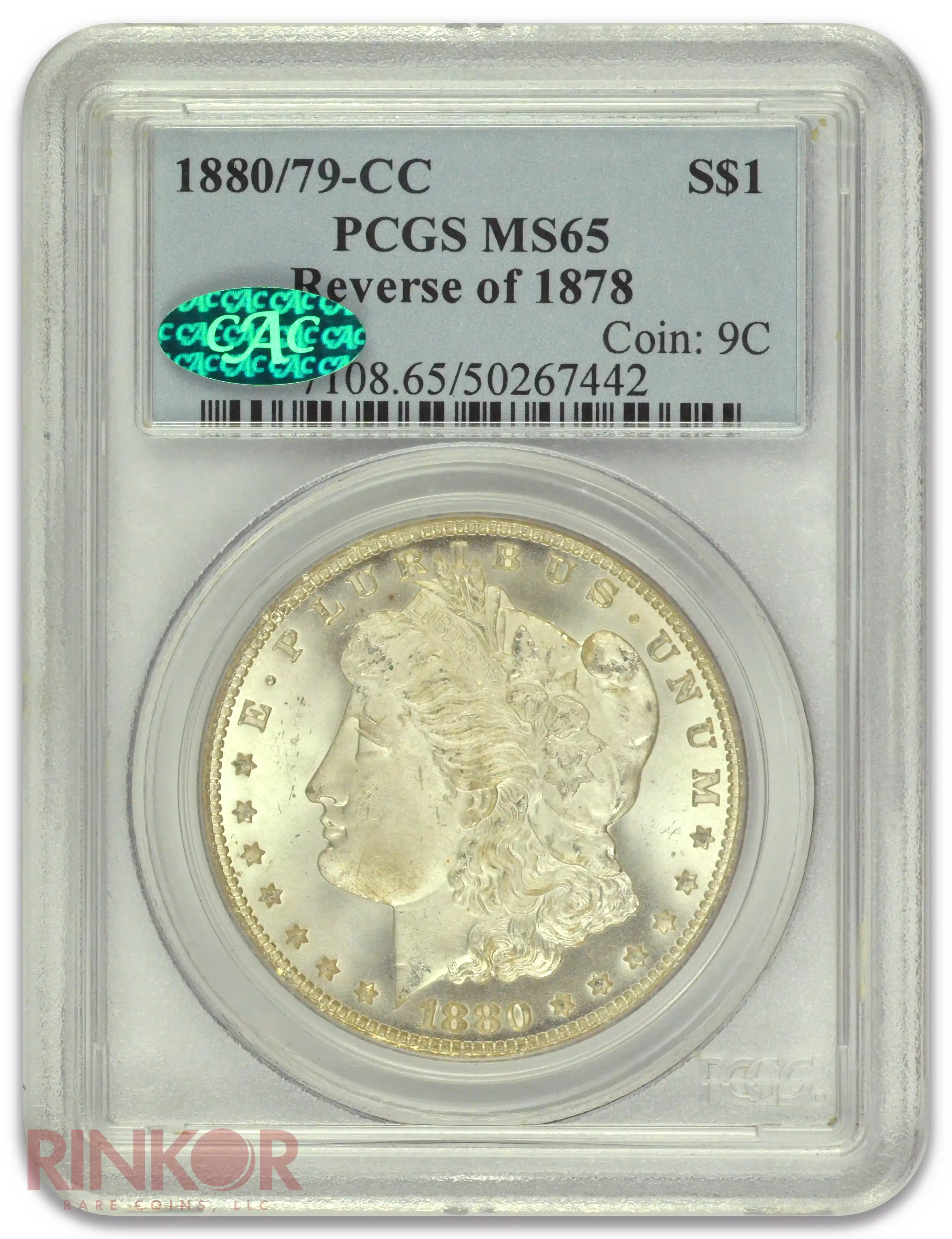 1880/79-CC $1 Reverse of 1878 Morgan Dollar PCGS MS 65 CAC