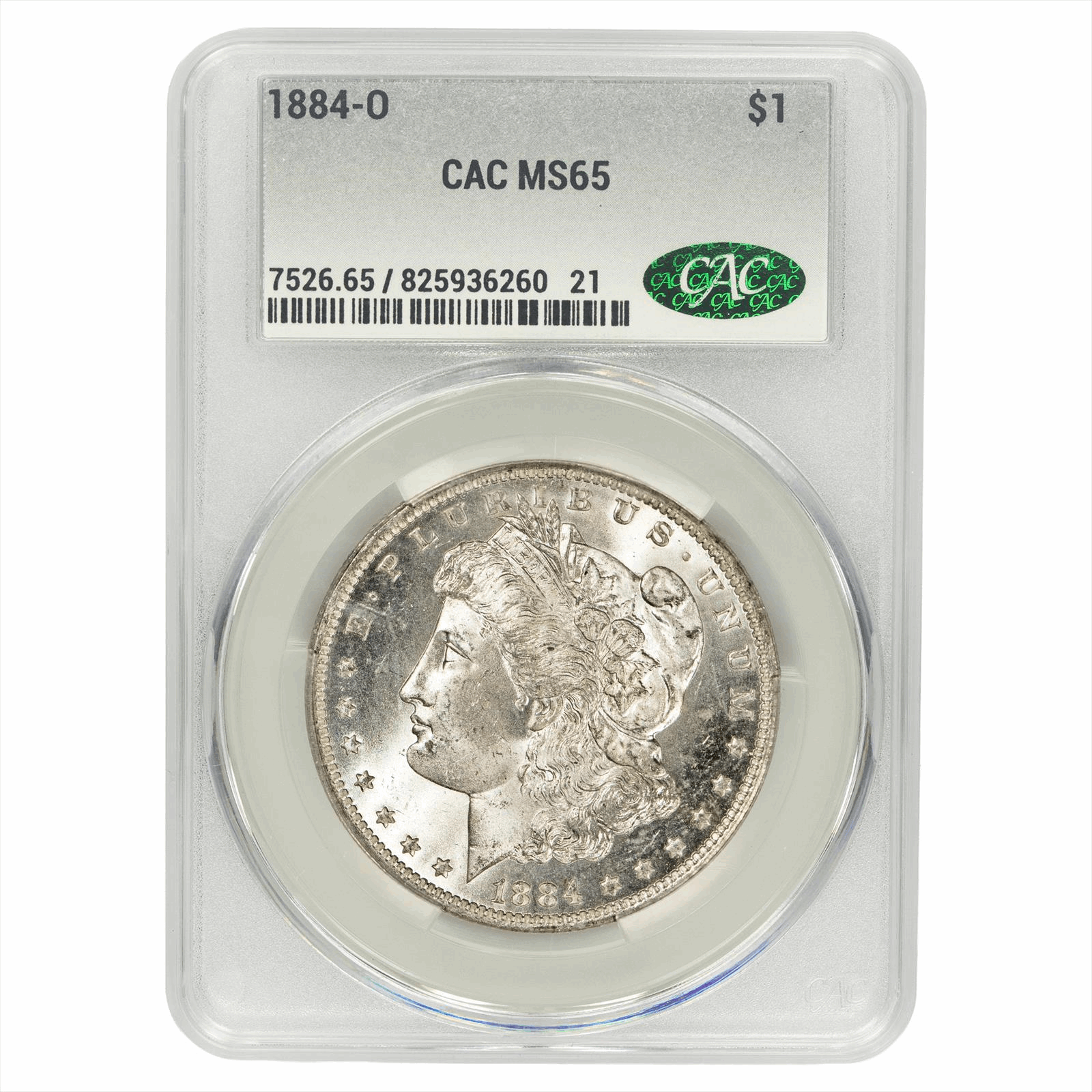 1884-O Morgan Silver Dollar $1 CACG MS 65