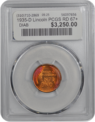 1935-D Lincoln PCGS RD 67+