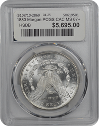 1883 Morgan PCGS CAC MS 67+