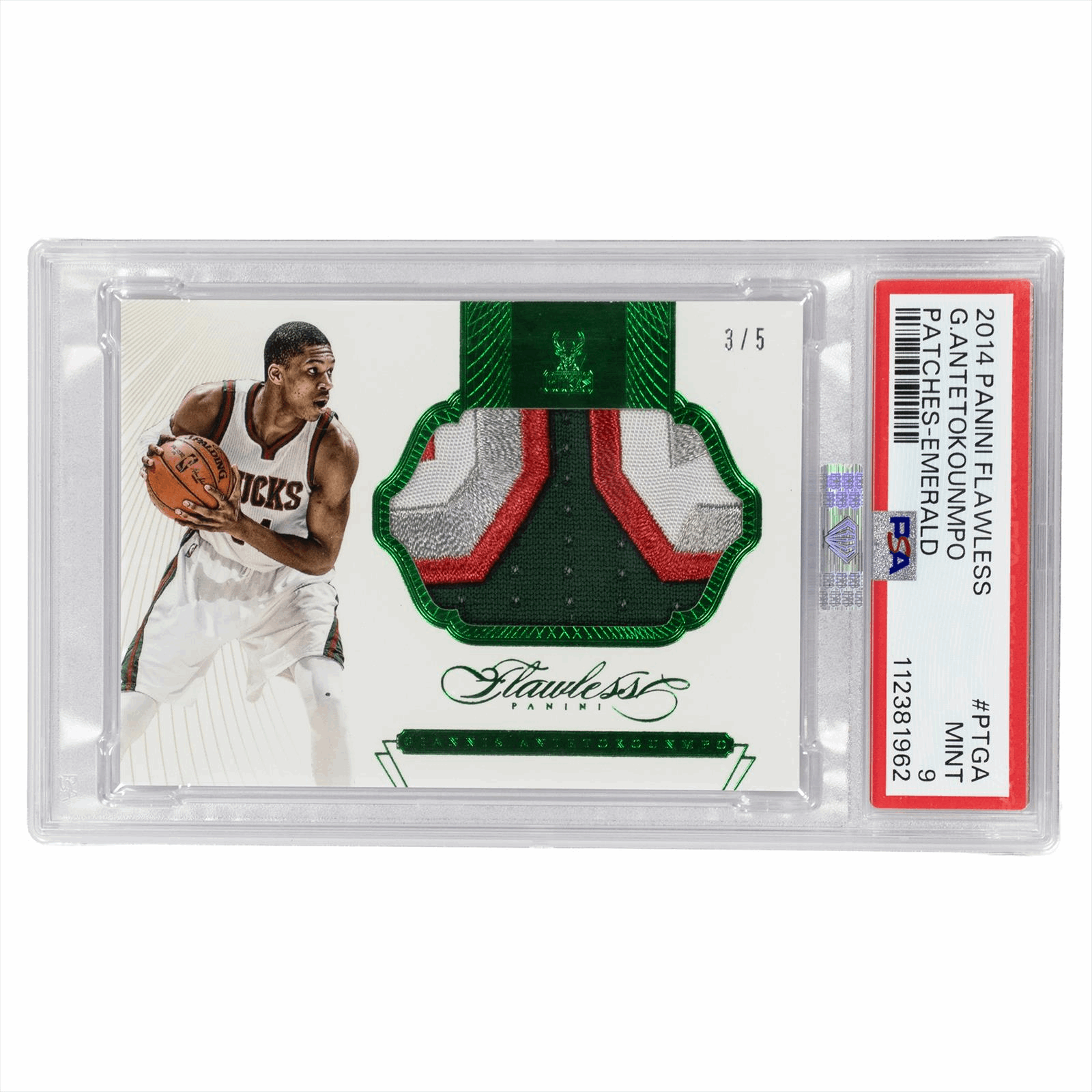 2014 Panini Flawless Giannis Antetokounmpo Patches - Emerald #PTGA PSA MINT 9
