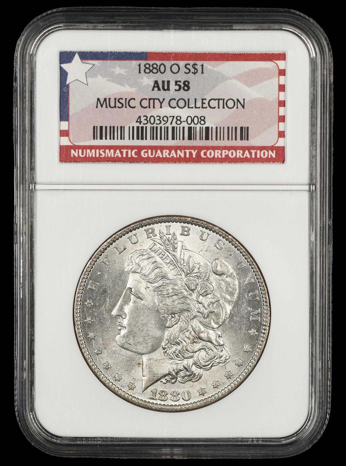 1880 O $1 Music City Collection NGC AU-58