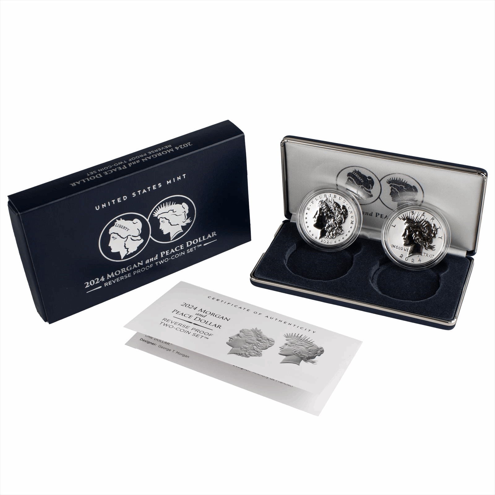 2024-S Morgan & Peace Dollar Reverse Proof Set w/COA