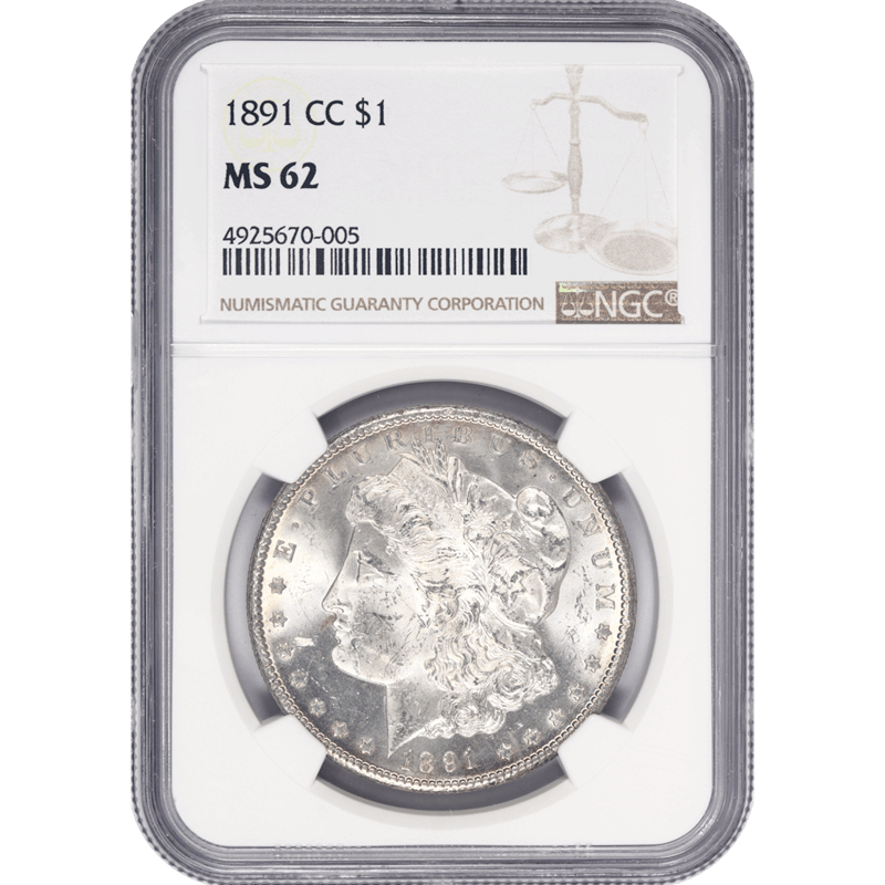 1891-CC Morgan Silver Dollar NGC MS 62 
