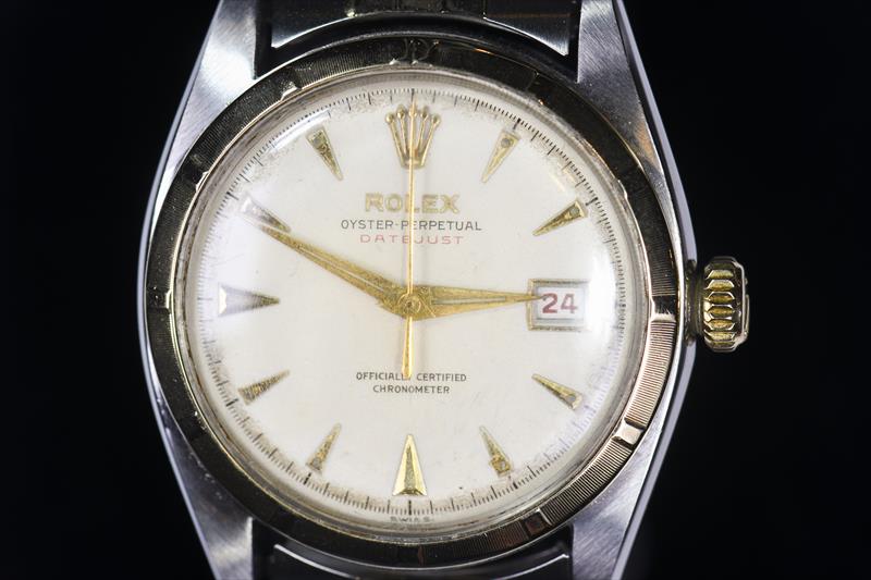 Rolex 1963 Datejust Mens Two-Tone Red Datewheel Ref 6105 SN 925867 