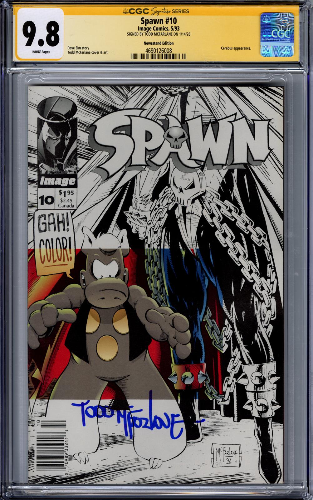 Spawn #10 CGC Signature Series 9.8 (Image, 1993) Signed by Todd McFarlane  