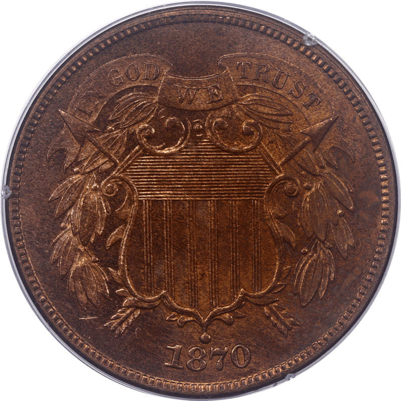 1870 Two Cent Piece 2c PCGS PR65RB CAC - Lovely Coin, Rattler 