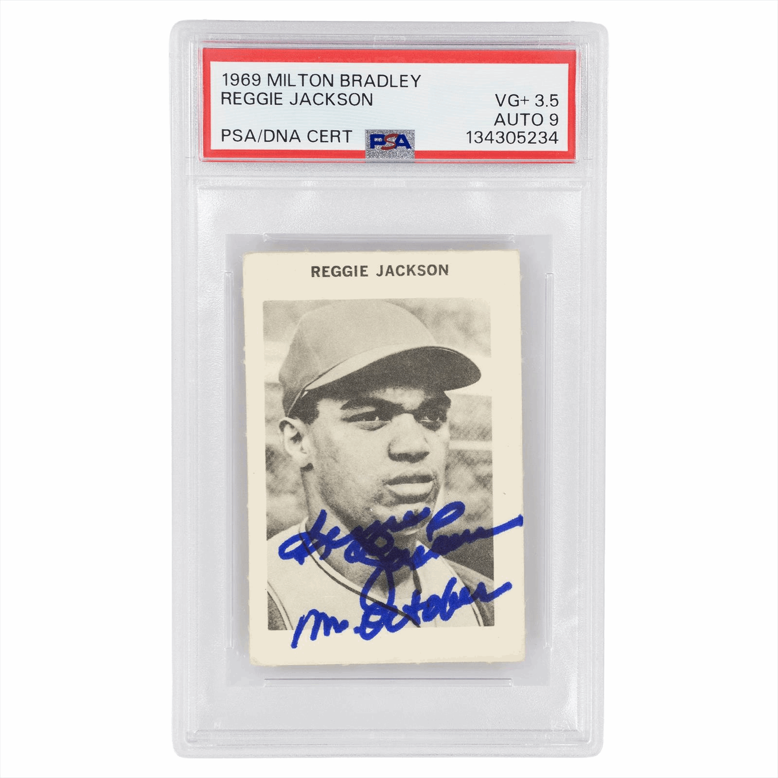 1969 Milton Bradley Reggie Jackson PSA/DNA VG+3.5 AUTO 9