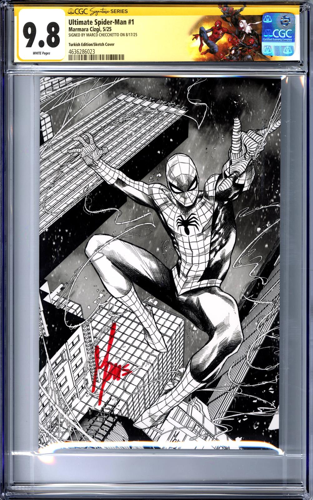 Ultimate Spider-Man #1 Marmara Cizgi 5/25 Signed by Marco Checchetto CGC Signature Series 9.8