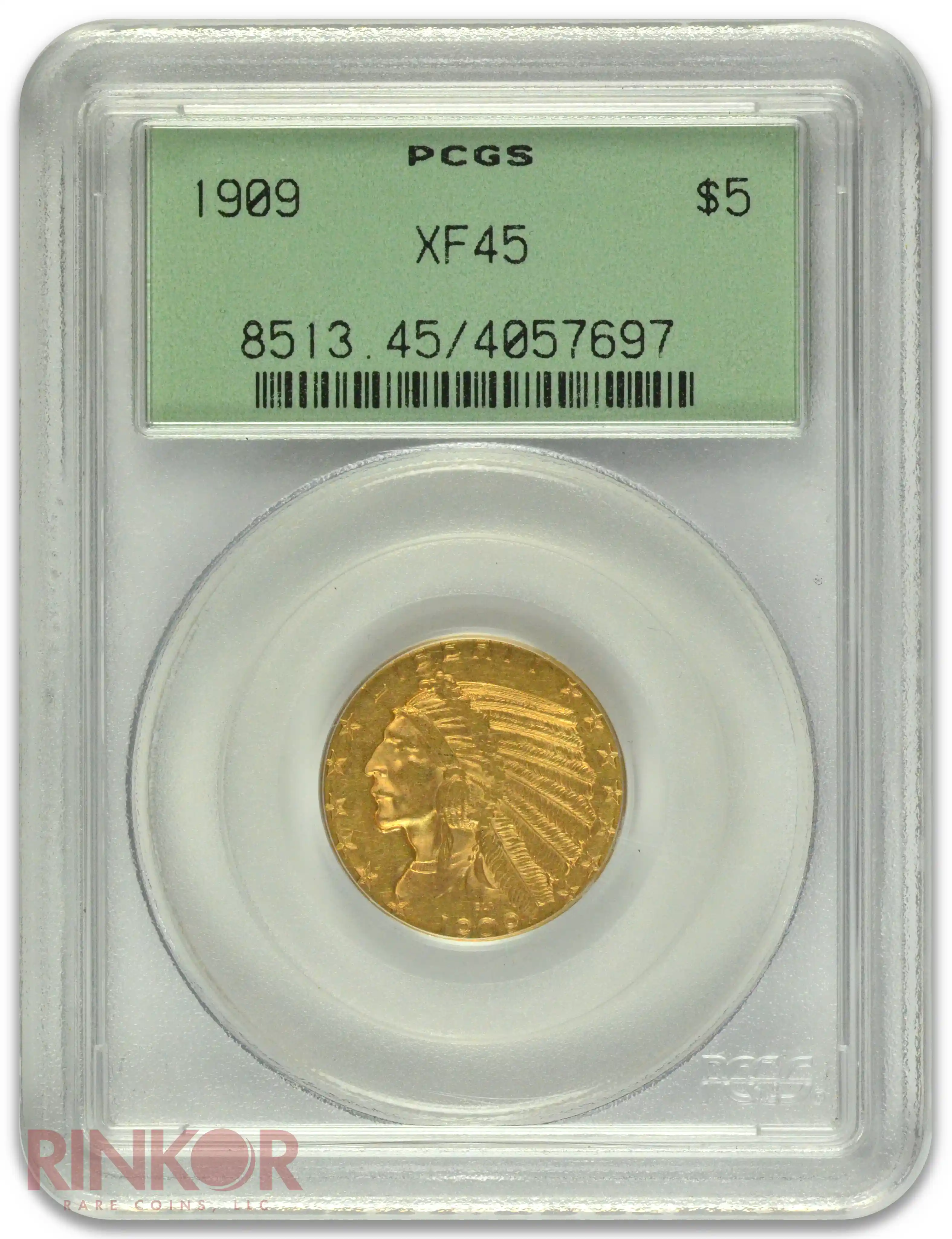 1909 $5 Indian PCGS XF-45