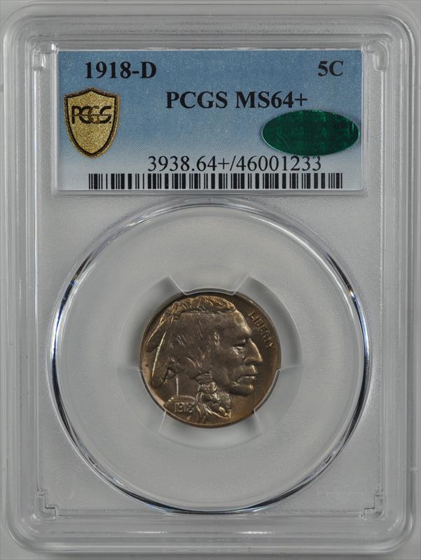 1918-D Buffalo PCGS CAC MS 64+
