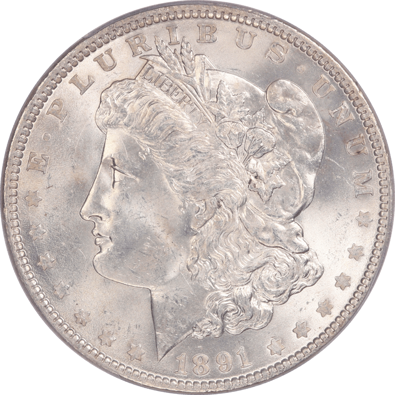 1891 Morgan Silver Dollar $1 PCGS MS64  CAC - Nice White Coin