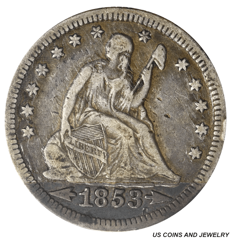 1853-P Liberty Seated Quarter, Arrows and Rays Circulated, Extremely Fine