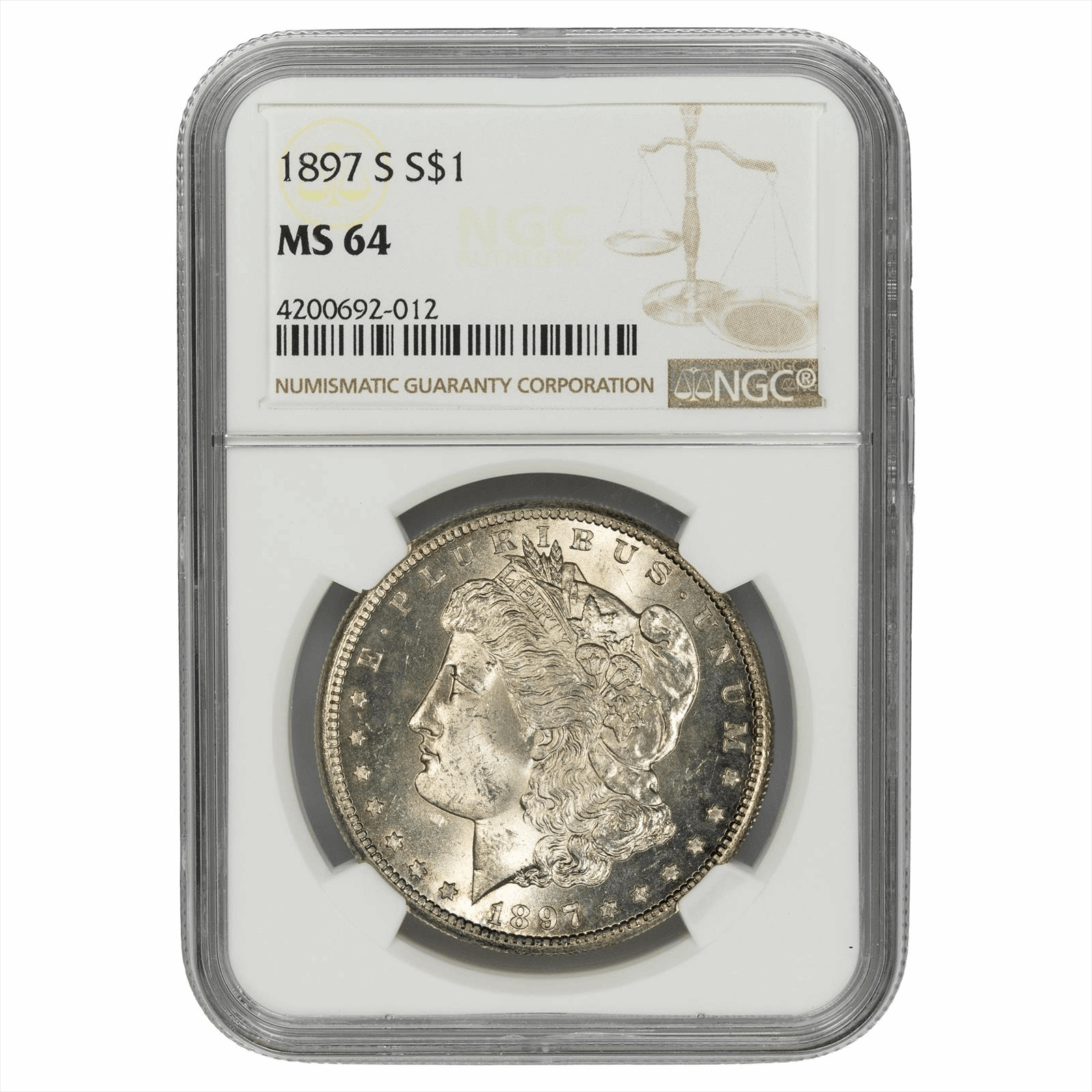 1897-S Morgan Silver Dollar $1 NGC MS 64 
