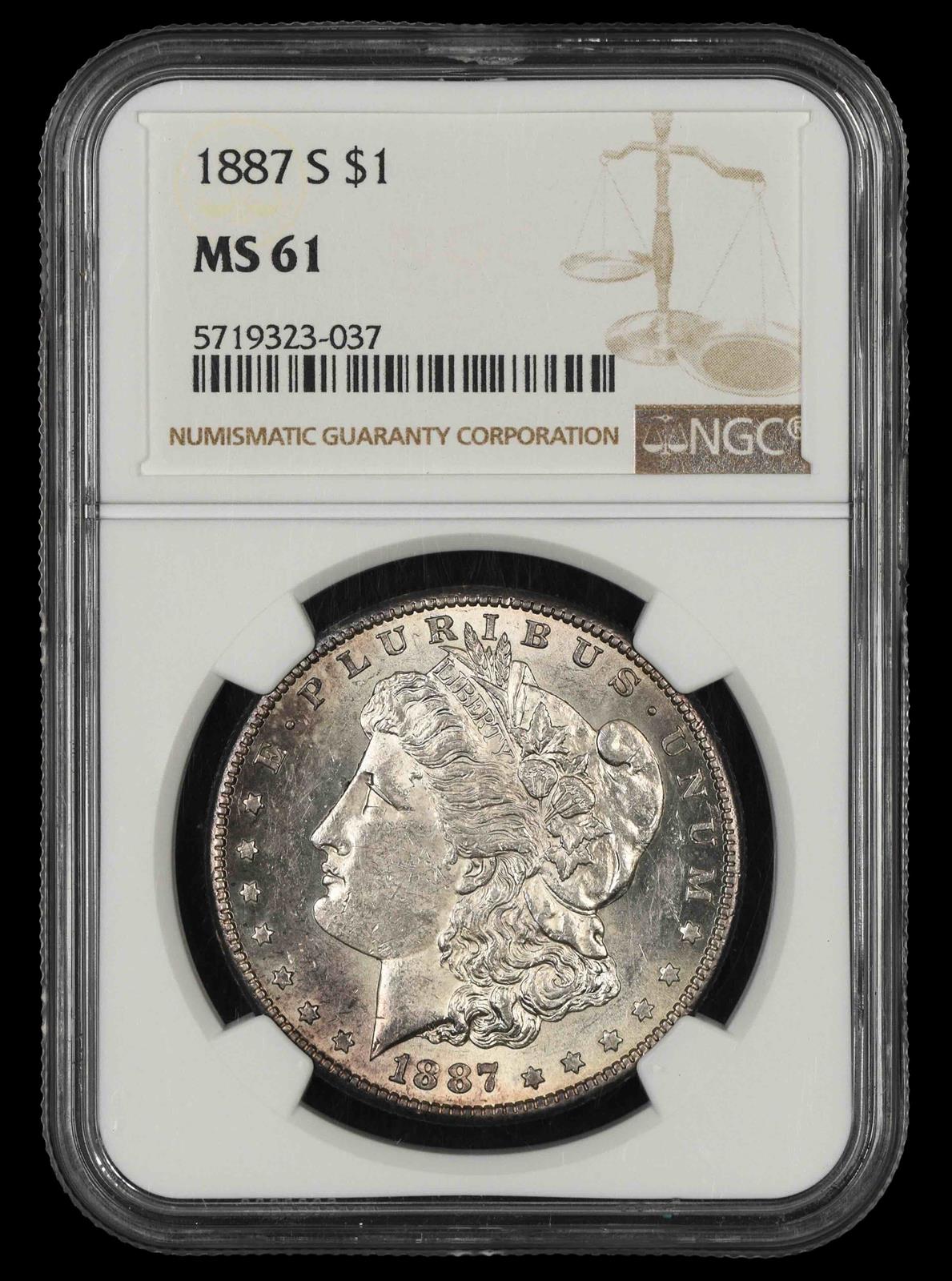 1887 S $1 NGC MS 61