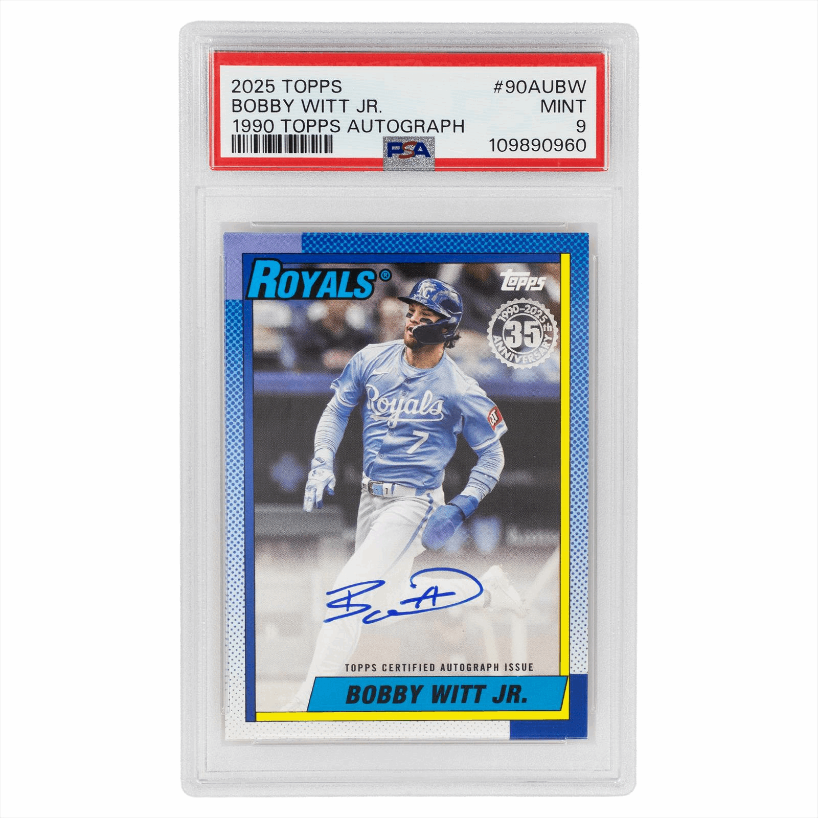 2025 Topps Bobby Witt Jr. 1990 Topps Autograph #90AUBW PSA MINT 9 Cert #109890960